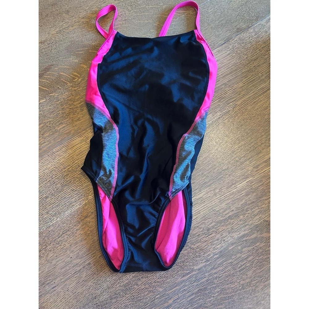 Women's Speedo Swimsuit – Size 8‎ – Black, Gray & Pink